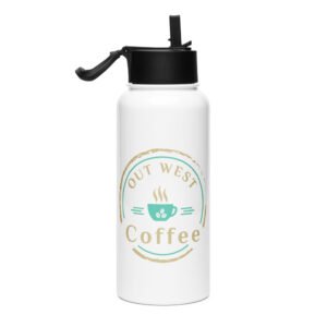 Stainless steel water bottle with a straw lid