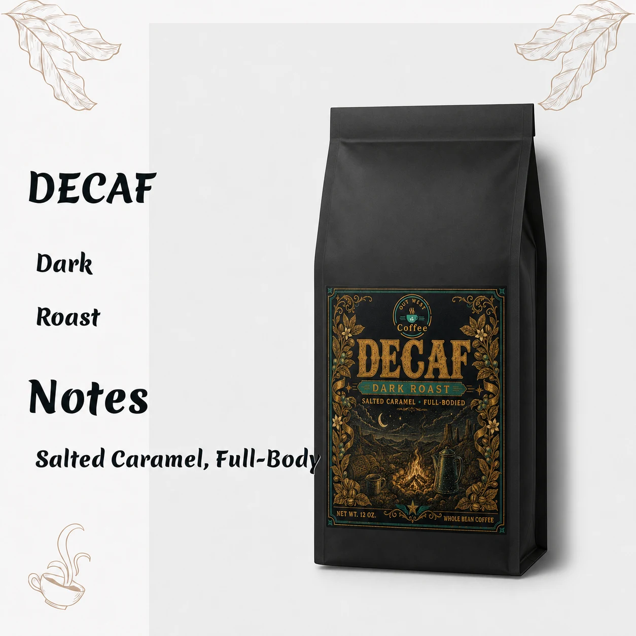 Decaf Coffee structured black-bag product photograph