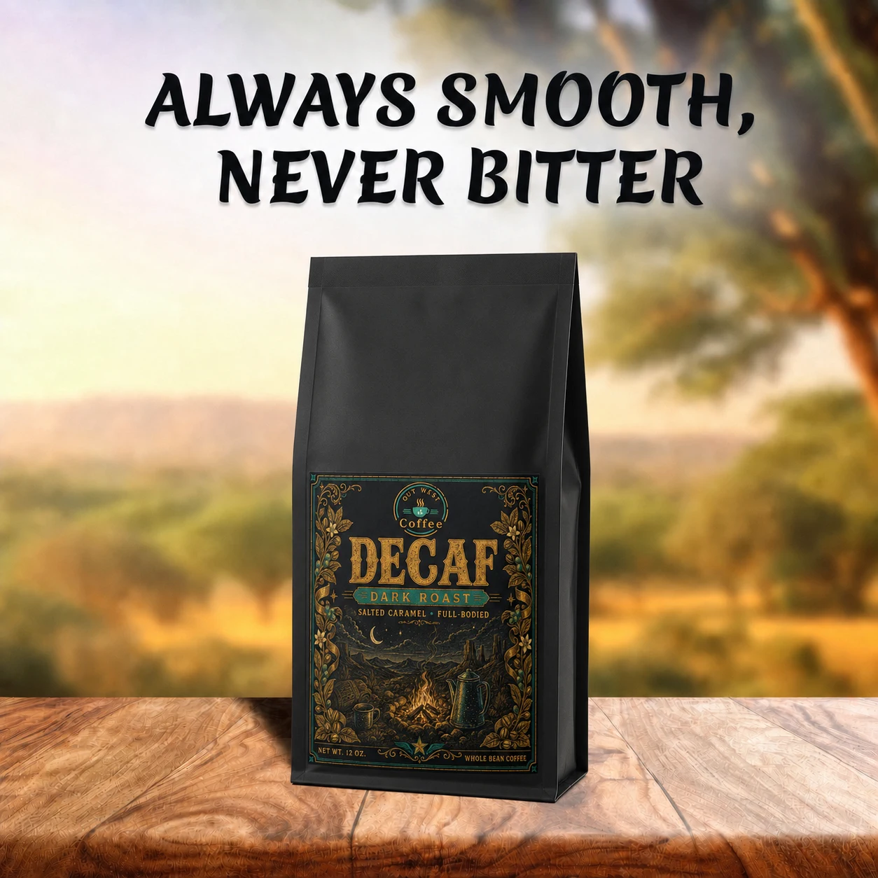 Decaf Coffee structured black-bag product photograph