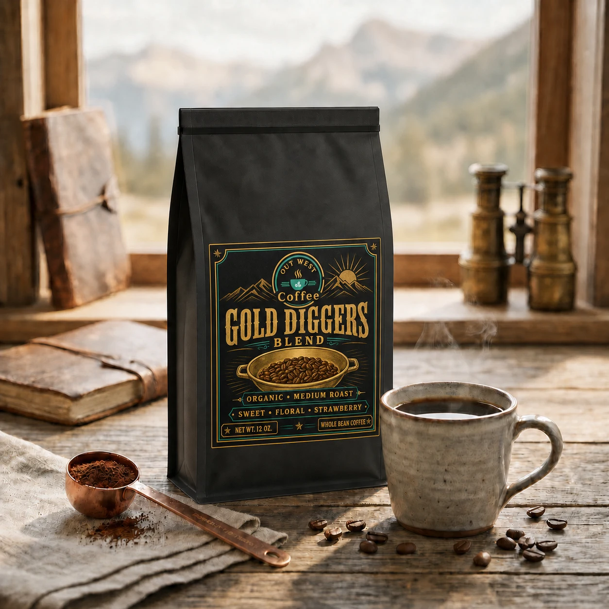 Gold Diggers Blend coffee structured black-bag product photograph