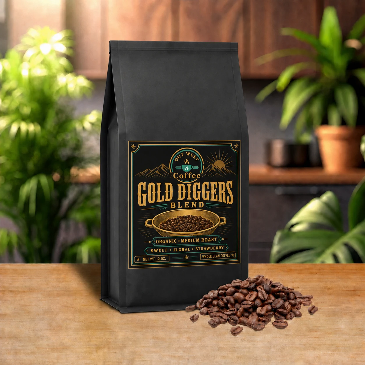 Gold Diggers Blend coffee structured black-bag product photograph