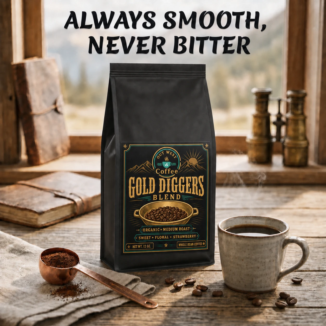 Gold Diggers Blend coffee structured black-bag product photograph