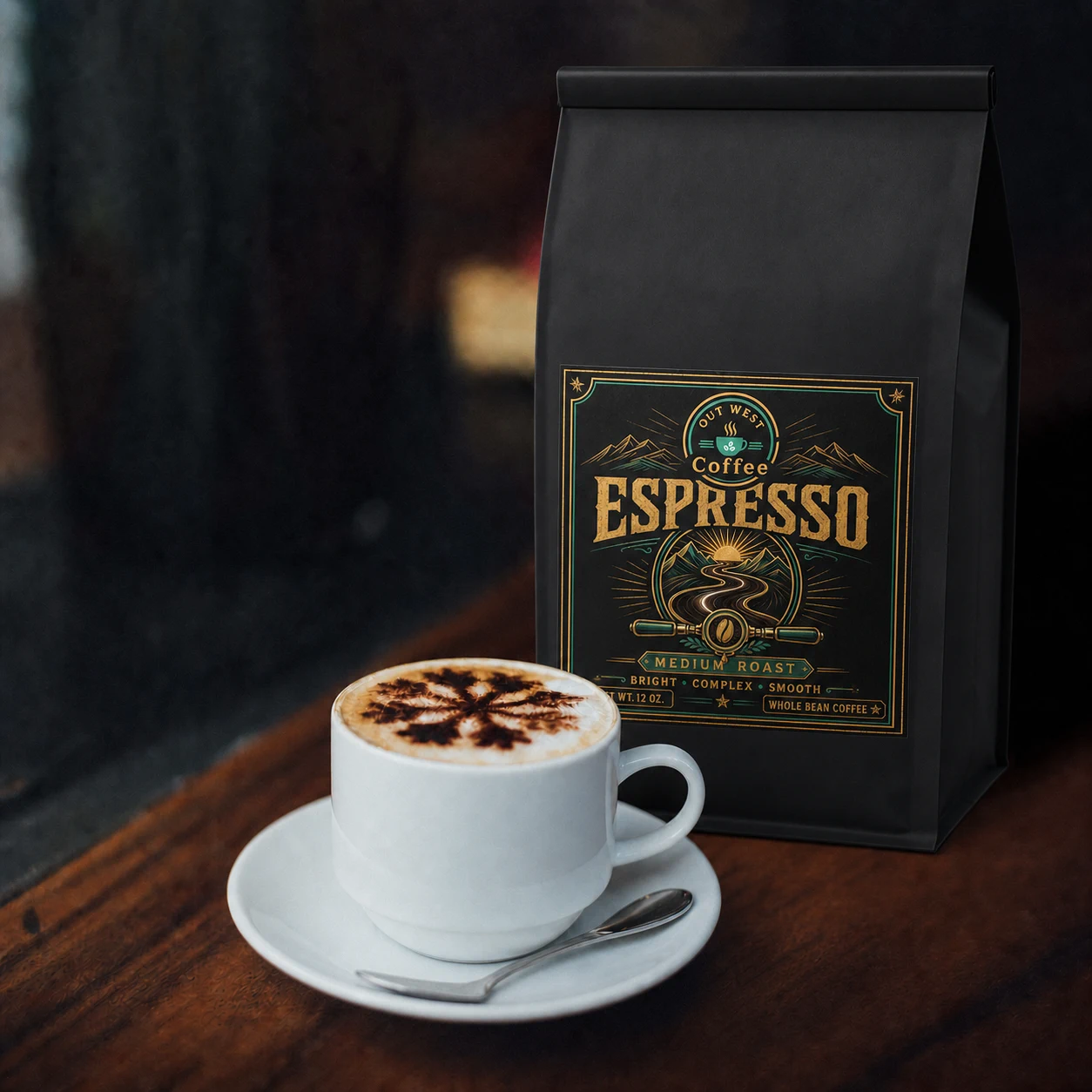 House Espresso coffee structured black-bag product photograph