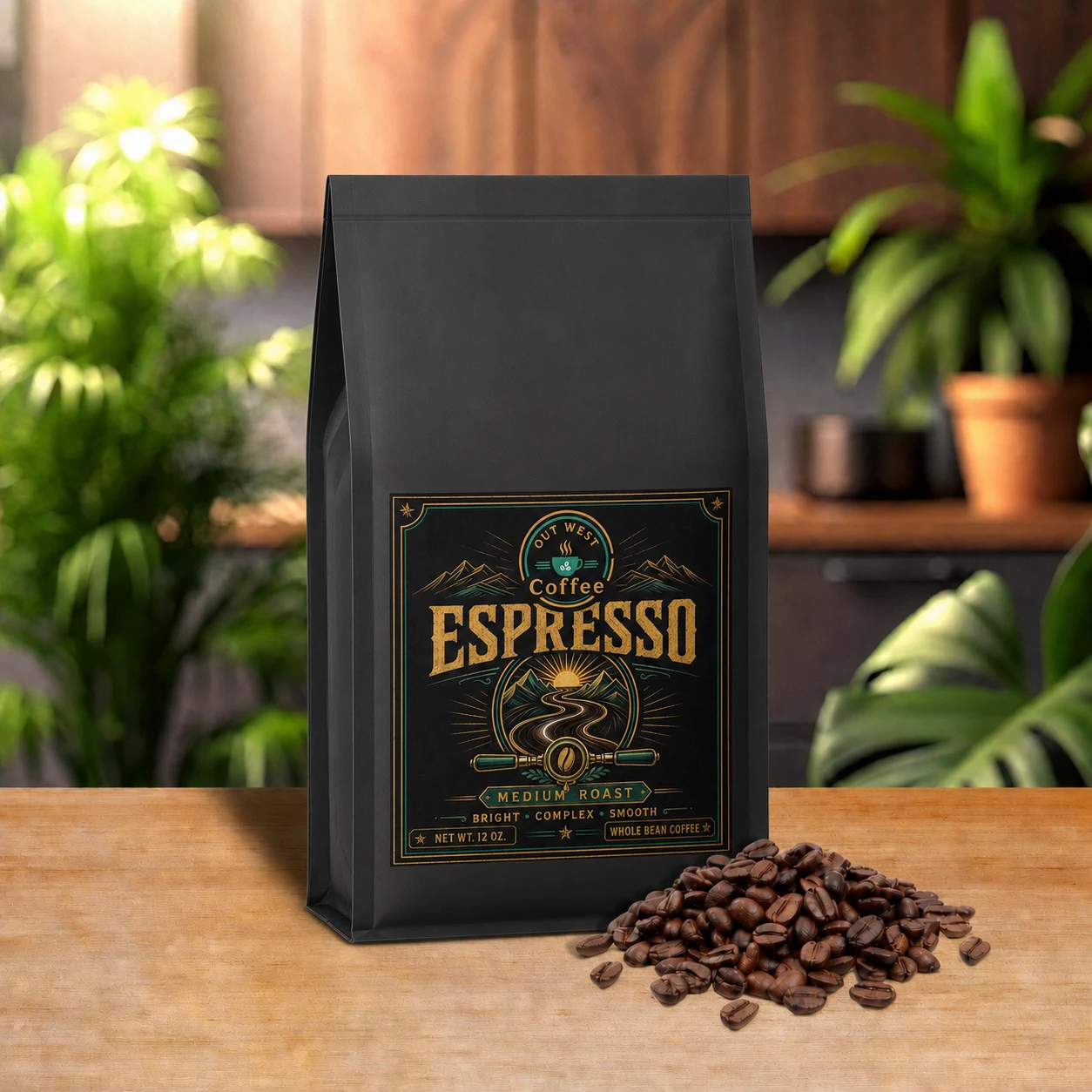 House Espresso coffee structured black-bag product photograph