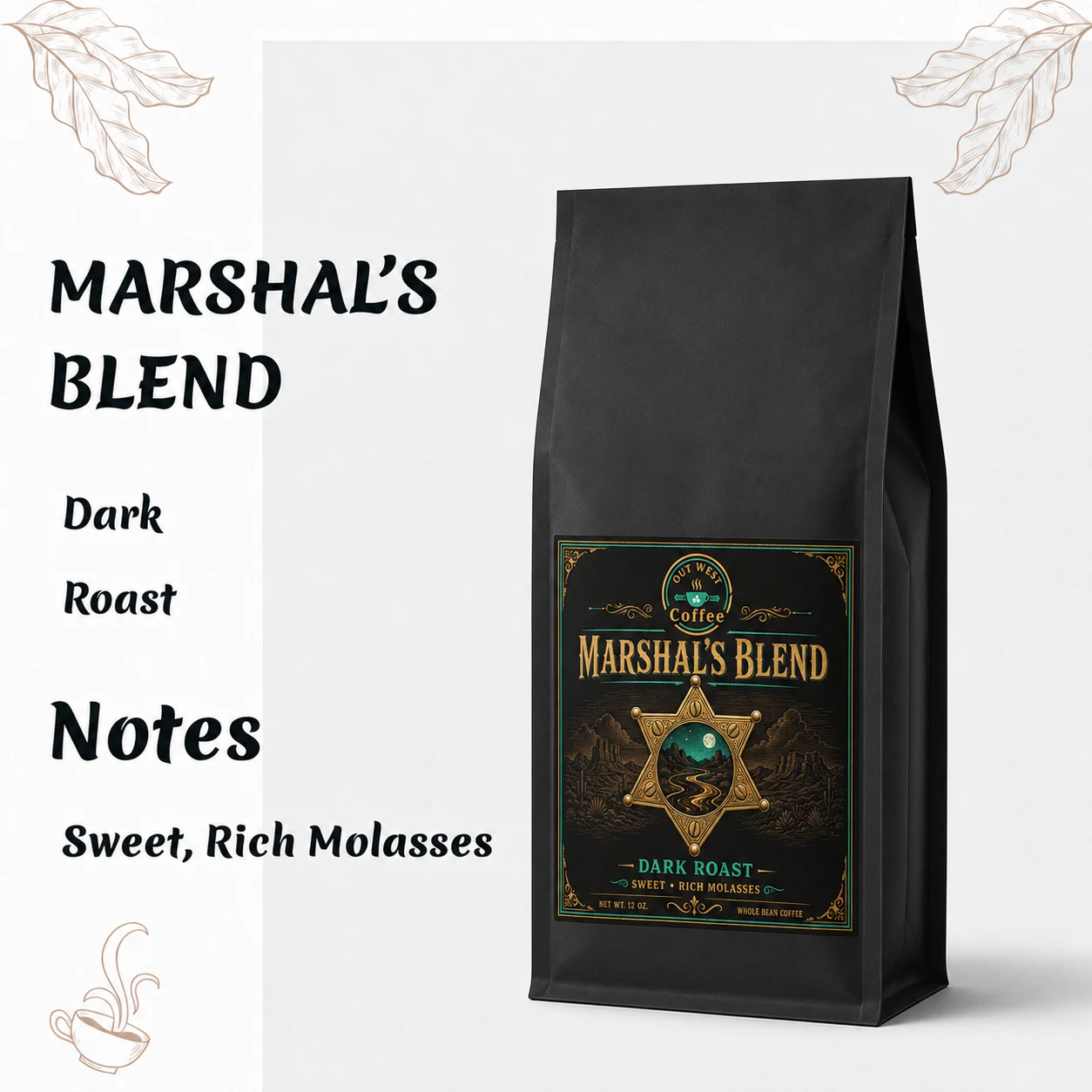 Marshal's Blend coffee structured black-bag product photograph