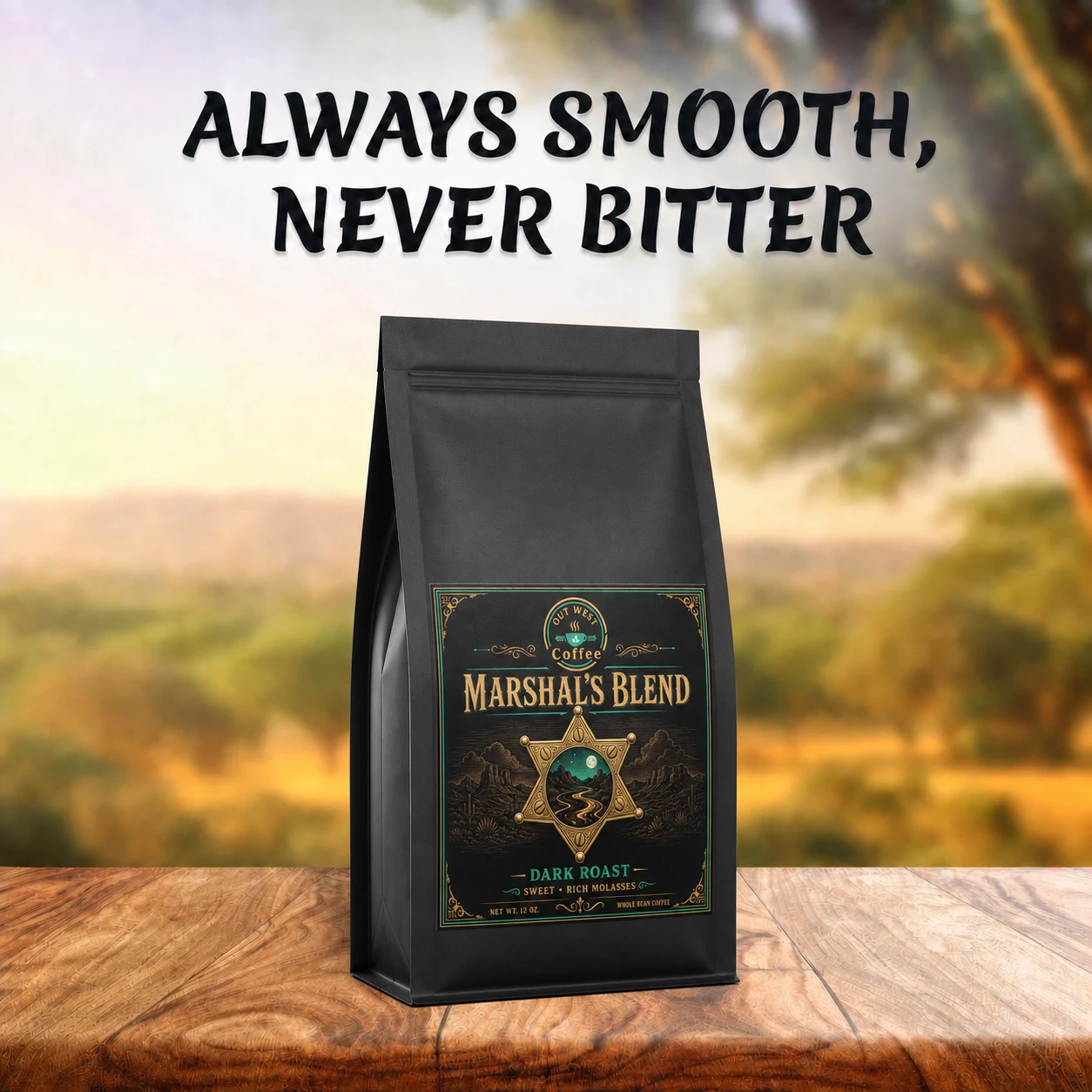 Marshal's Blend coffee structured black-bag product photograph