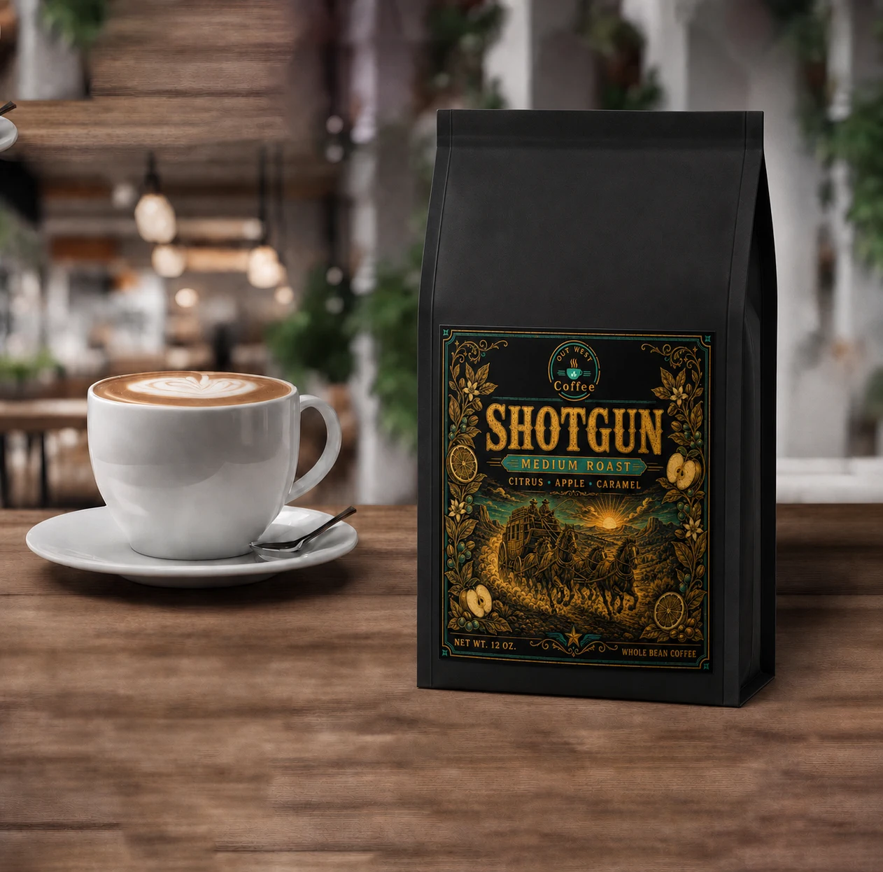 Shotgun Coffee structured black-bag product photograph