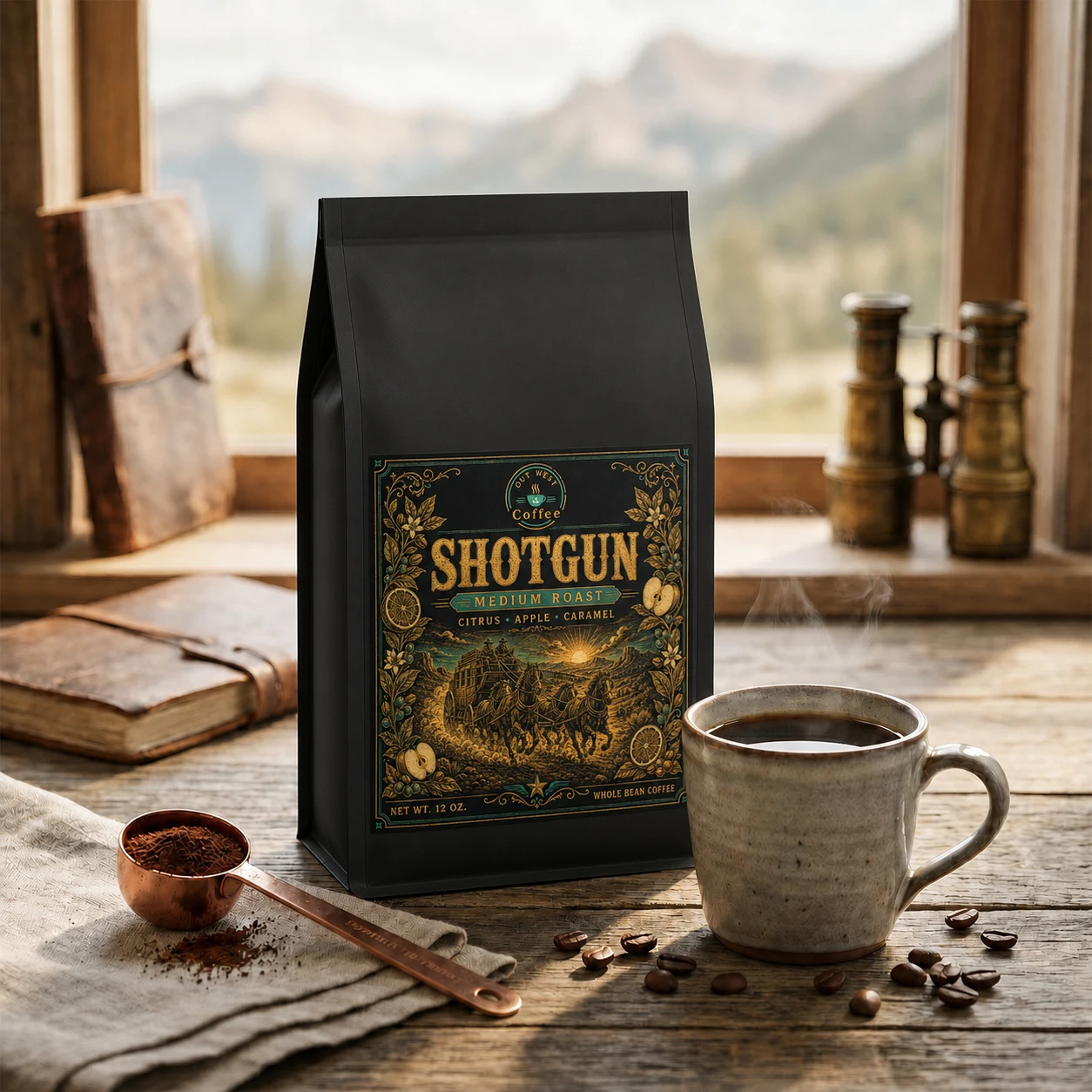 Shotgun Coffee structured black-bag product photograph