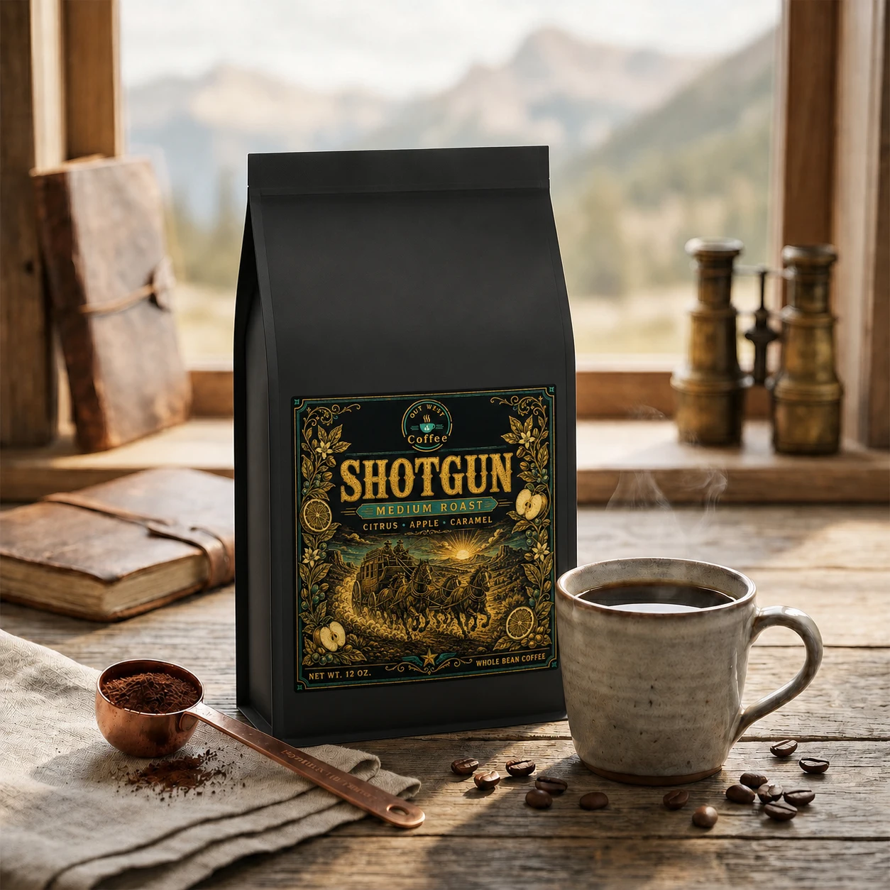 Shotgun Coffee structured black-bag product photograph