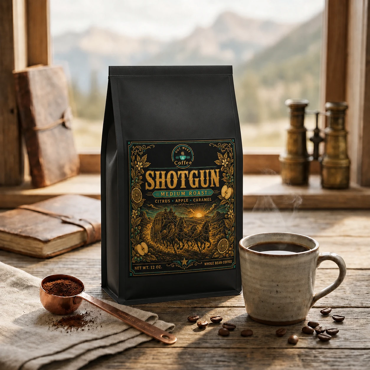 Shotgun Coffee structured black-bag product photograph