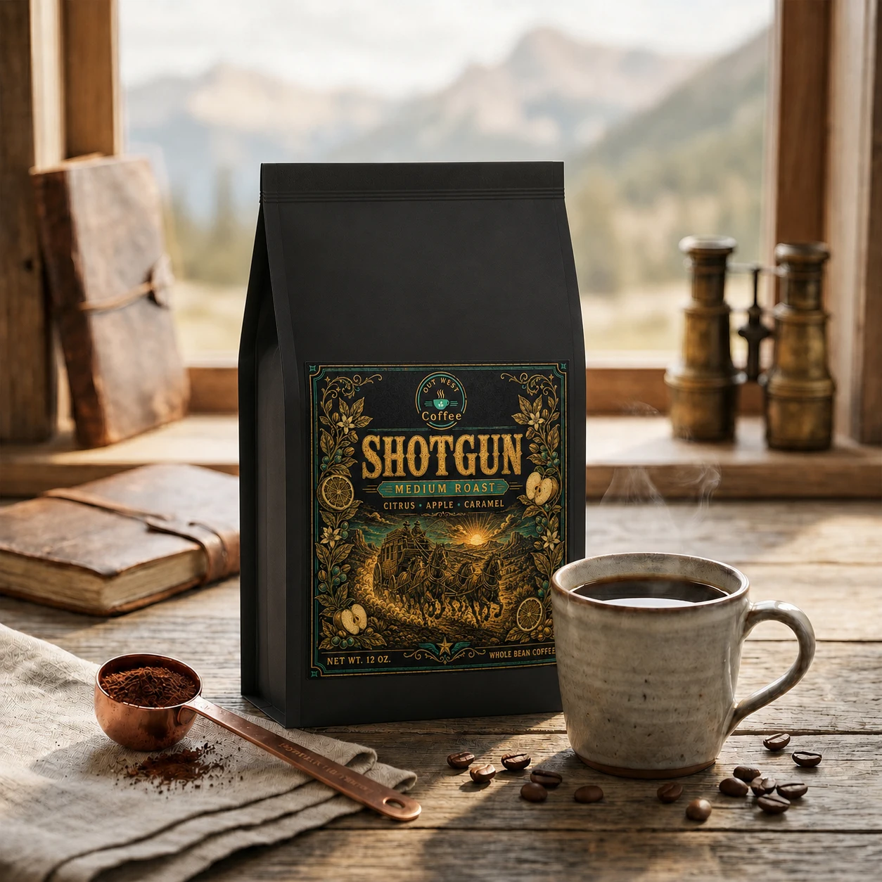 Shotgun Coffee structured black-bag product photograph